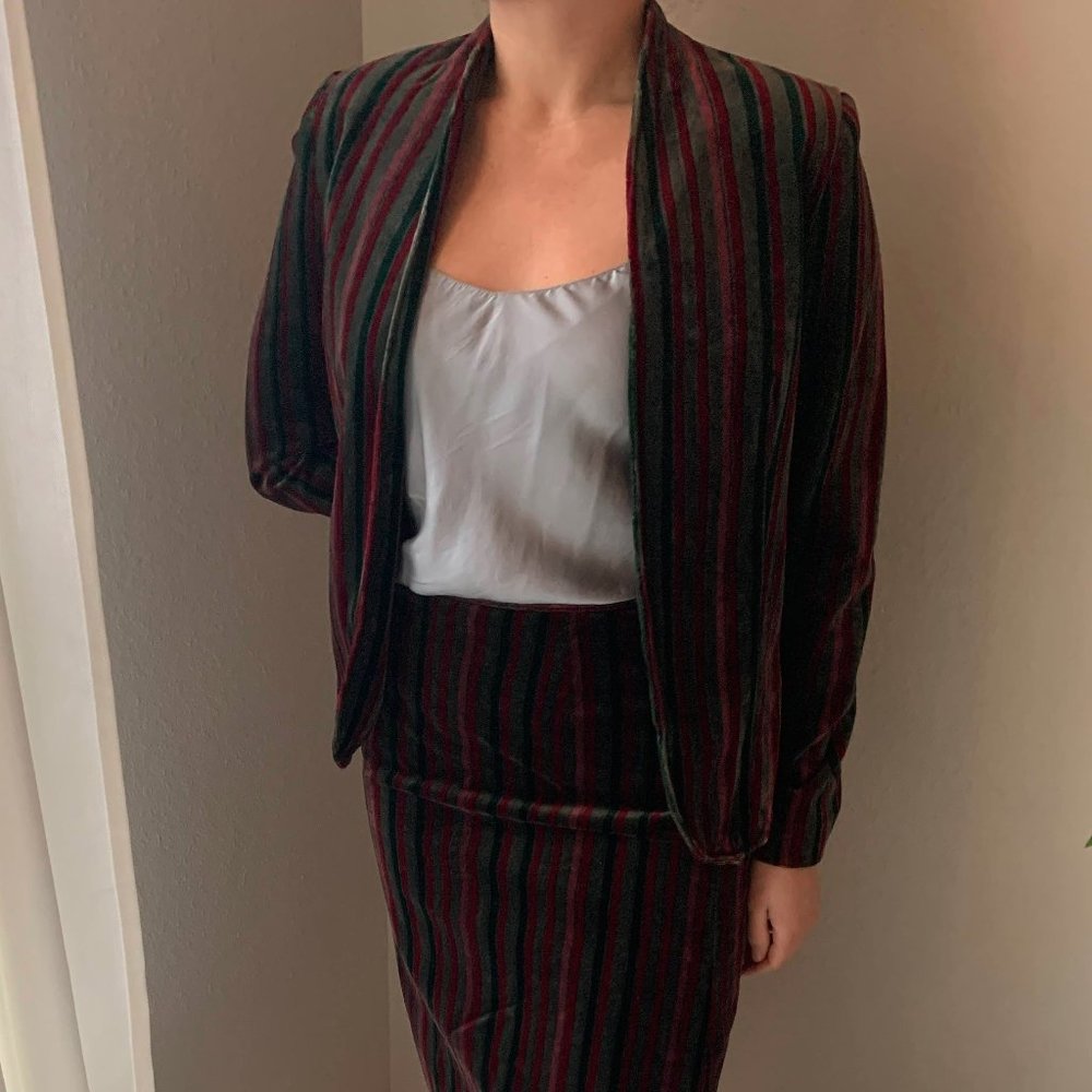Vintage Velvet Skirt Suit